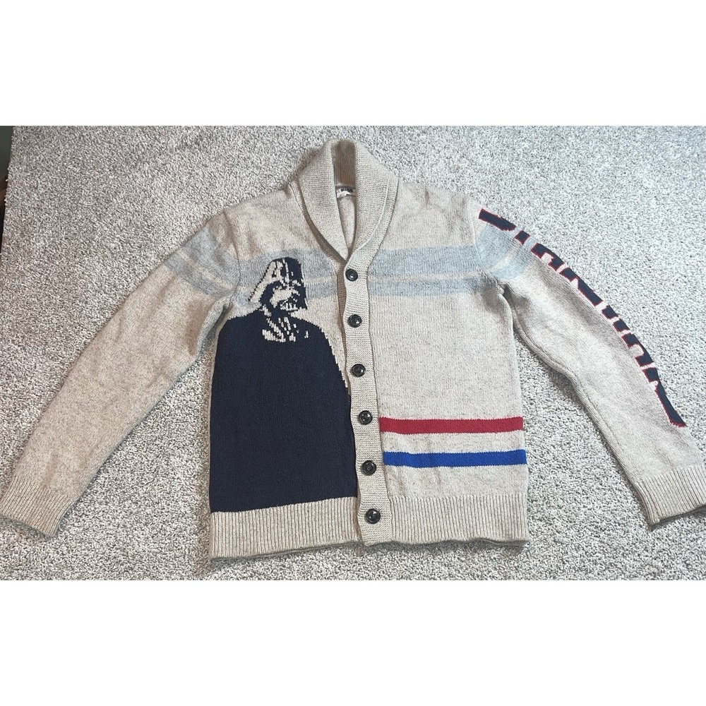 Gap Kids Cardigan Sz XL Star Wars Darth Vader‎ Lightsaber Oatmeal Knit Shawl